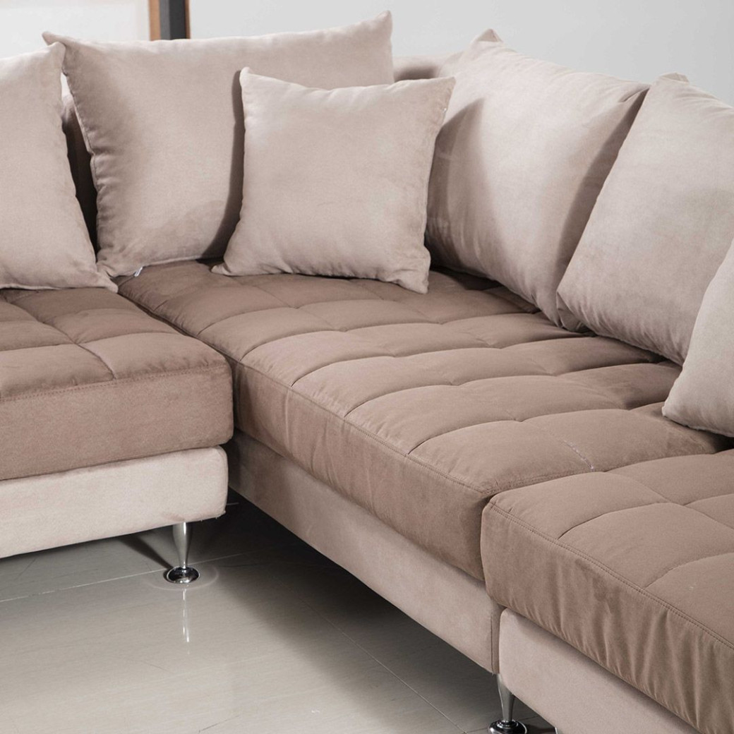 AE-L382 Light Brown Microfiber Sectional - Right Sitting Contemporary Style by American Eagle Furniture
