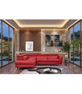 EK-L8010 Red Right Sitting Genuine Leather Sectional Contemporary Style by American Eagle Furniture