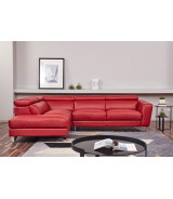 EK-L8010 Red Right Sitting Genuine Leather Sectional Contemporary Style by American Eagle Furniture