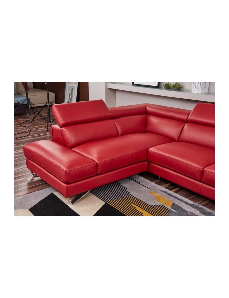 EK-L8010 Red Right Sitting Genuine Leather Sectional Contemporary Style by American Eagle Furniture