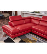 EK-L8010 Red Right Sitting Genuine Leather Sectional Contemporary Style by American Eagle Furniture