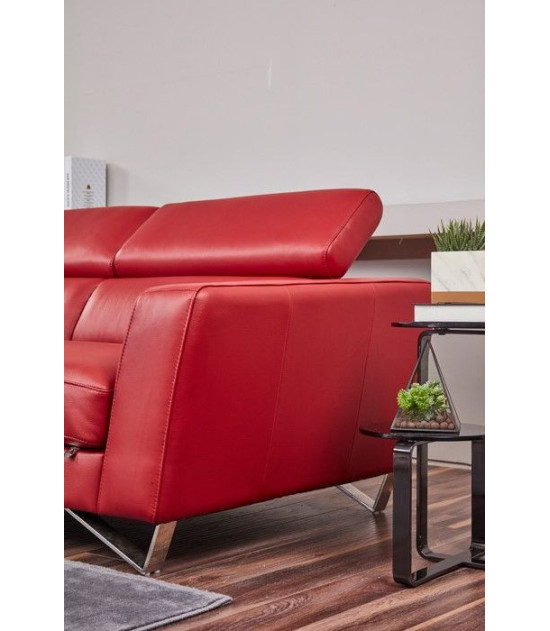 EK-L8010 Red Right Sitting Genuine Leather Sectional Contemporary Style by American Eagle Furniture
