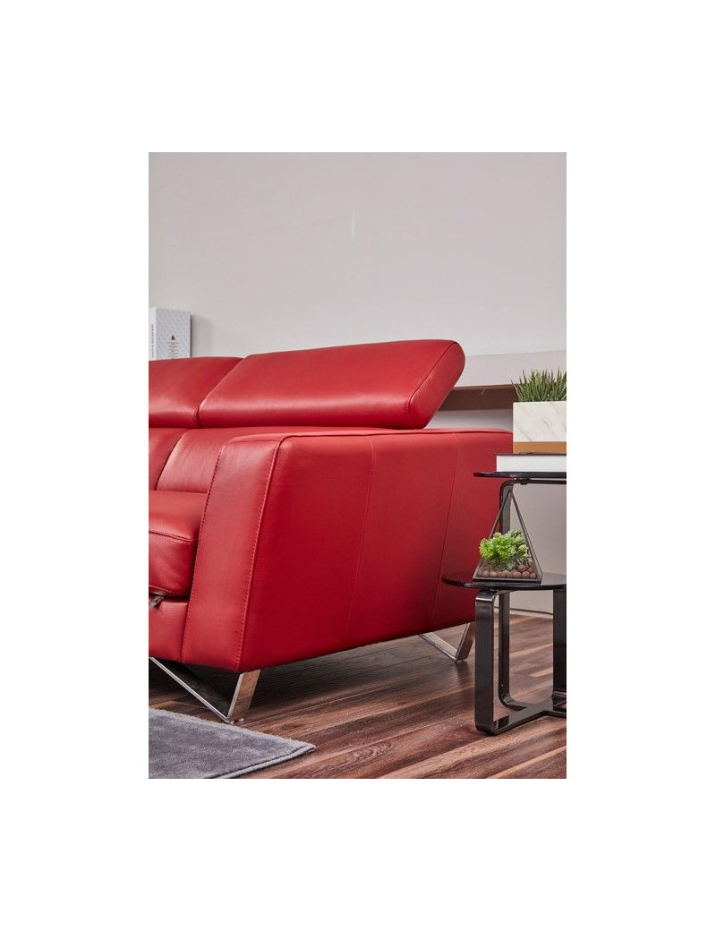 EK-L8010 Red Right Sitting Genuine Leather Sectional Contemporary Style by American Eagle Furniture