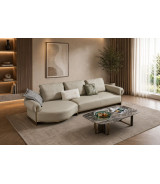EK-LY1002 Olive Gray Top Grain Genuine Leather Sectional Sofa Set - Right Sitting Contemporary Style by American Eagle Furniture