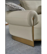 EK-LY1002 Olive Gray Top Grain Genuine Leather Sectional Sofa Set - Right Sitting Contemporary Style by American Eagle Furniture
