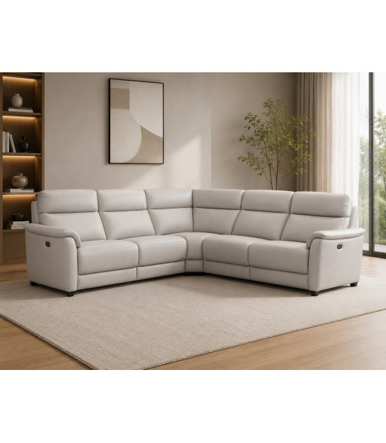 EK-LH185 Light Gray Frost Top-grain Cow Hide Electric Modular Recliner Sectional Contemporary Style by American Eagle Furniture