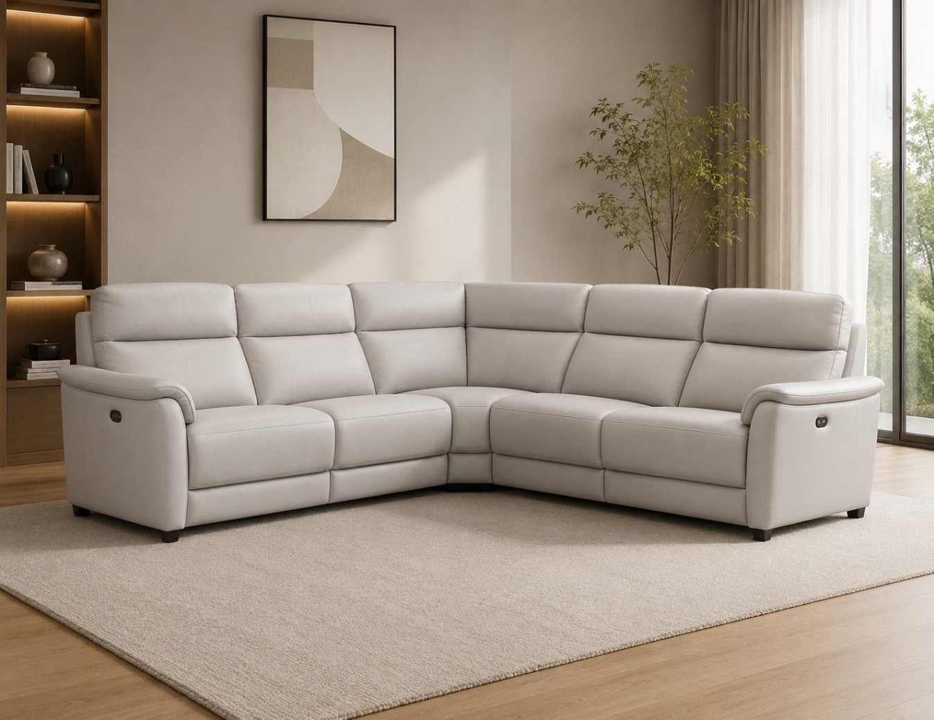 EK-LH185 Light Gray Frost Top-grain Cow Hide Electric Modular Recliner Sectional Contemporary Style by American Eagle Furniture