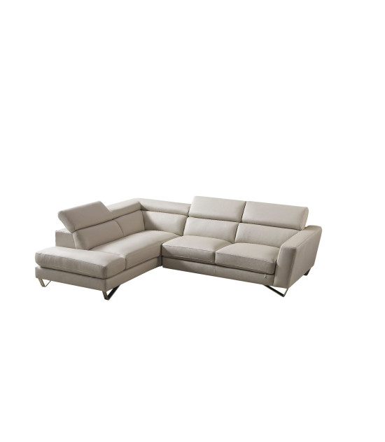 EK-L8010 Light Gray Right Sitting Genuine Leather Sectional Contemporary Style by American Eagle Furniture