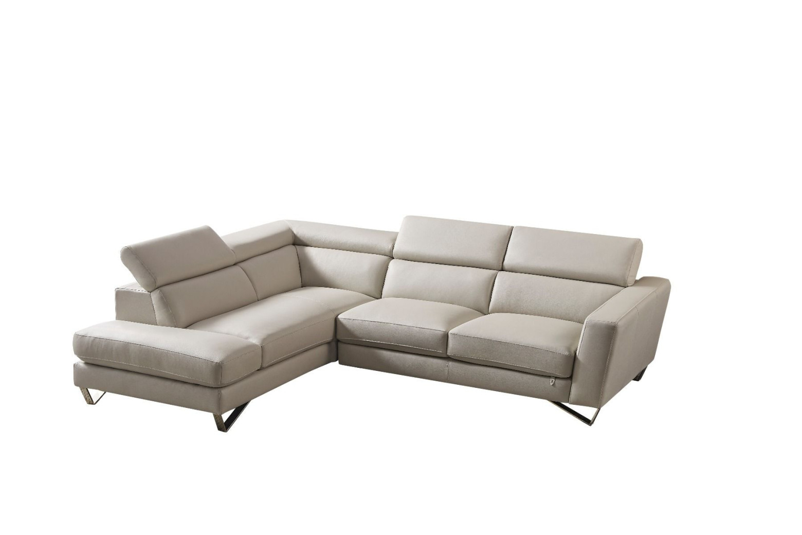 EK-L8010 Light Gray Right Sitting Genuine Leather Sectional Contemporary Style by American Eagle Furniture