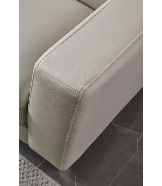 EK-L8010 Light Gray Right Sitting Genuine Leather Sectional Contemporary Style by American Eagle Furniture