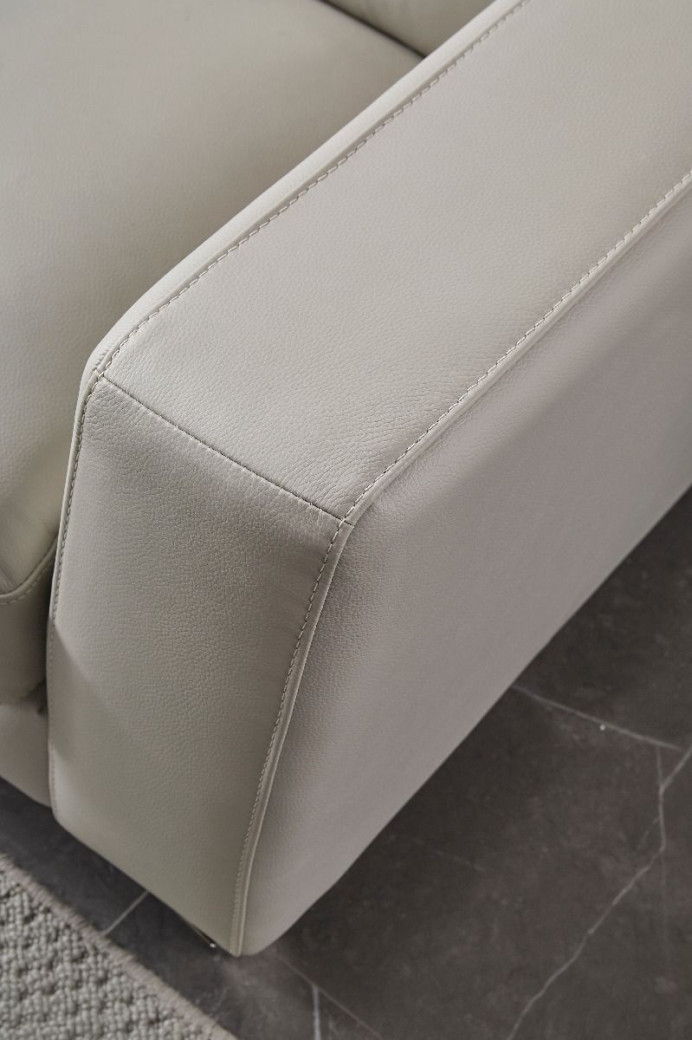 EK-L8010 Light Gray Right Sitting Genuine Leather Sectional Contemporary Style by American Eagle Furniture