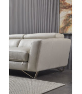 EK-L8010 Light Gray Right Sitting Genuine Leather Sectional Contemporary Style by American Eagle Furniture