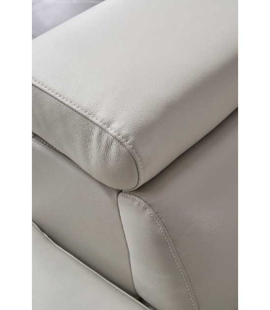 EK-L8010 Light Gray Right Sitting Genuine Leather Sectional Contemporary Style by American Eagle Furniture