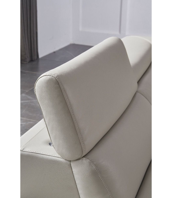 EK-L8010 Light Gray Right Sitting Genuine Leather Sectional Contemporary Style by American Eagle Furniture