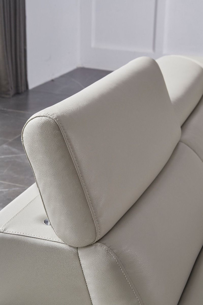 EK-L8010 Light Gray Right Sitting Genuine Leather Sectional Contemporary Style by American Eagle Furniture