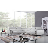 EK-L8002M Light Gray Italian Top Grain Leather Sectional Sofa Set Contemporary Style by American Eagle Furniture