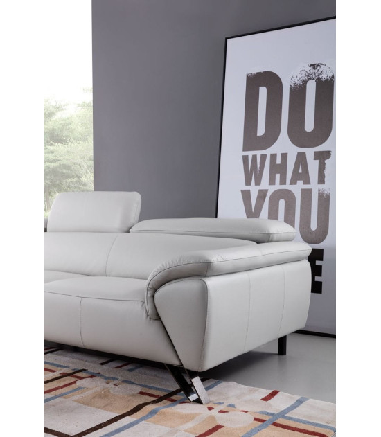 EK-L8002M Light Gray Italian Top Grain Leather Sectional Sofa Set Contemporary Style by American Eagle Furniture