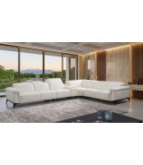 EK-L095 White Italian Leather 5-piece Sectional Contemporary Style by American Eagle Furniture