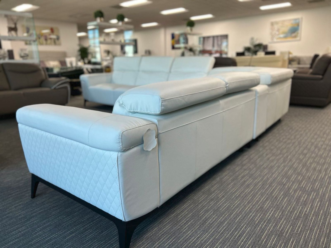 EK-L095 White Italian Leather 5-piece Sectional Contemporary Style by American Eagle Furniture