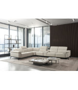 EK-L095 Light Gray Italian Leather 5-piece Sectional Contemporary Style by American Eagle Furniture