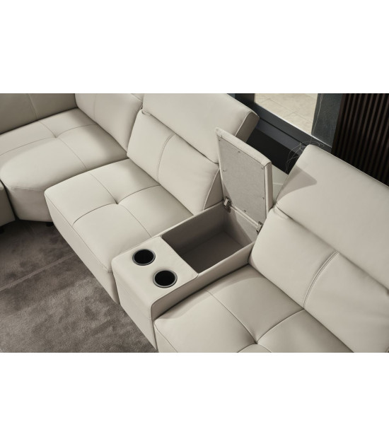 EK-L095 Light Gray Italian Leather 5-piece Sectional Contemporary Style by American Eagle Furniture