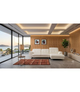 EK-L085 White Italian Leather Sectional - Left Sitting Contemporary Style by American Eagle Furniture
