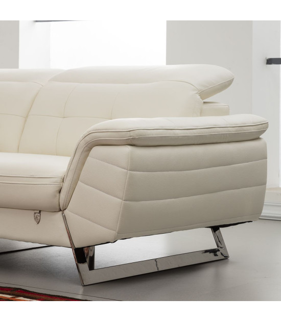 EK-L085 White Italian Leather Sectional - Left Sitting Contemporary Style by American Eagle Furniture