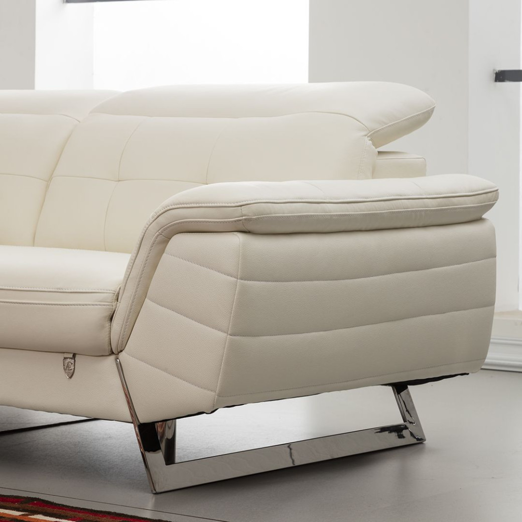 EK-L085 White Italian Leather Sectional - Left Sitting Contemporary Style by American Eagle Furniture