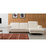 EK-L085 White Italian Leather Sectional - Left Sitting Contemporary Style by American Eagle Furniture