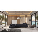 EK-L023 Black Italian Leather Sectional - Right Contemporary Style by American Eagle Furniture