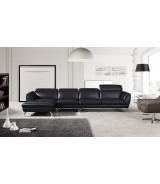 EK-L023 Black Italian Leather Sectional - Right Contemporary Style by American Eagle Furniture