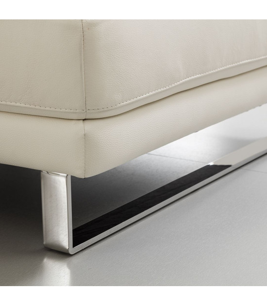 EK-L025 White Italian Leather Sectional - Right Sitting Contemporary Style by American Eagle Furniture