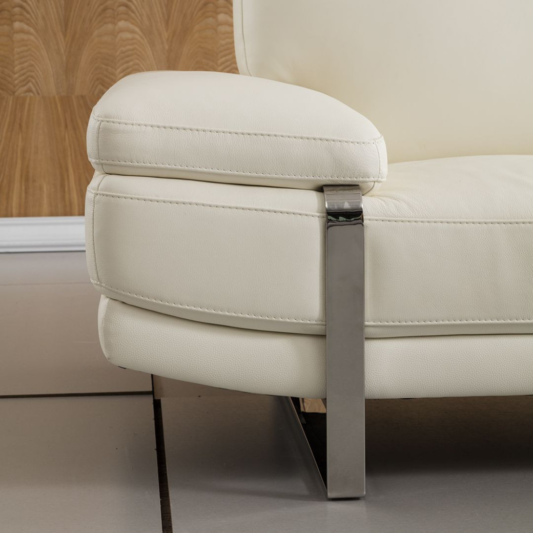 EK-L025 White Italian Leather Sectional - Right Sitting Contemporary Style by American Eagle Furniture
