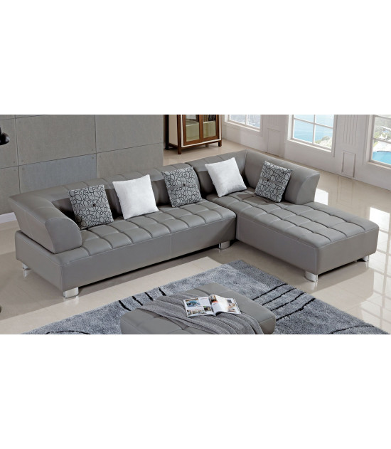 AE-L138 Gray Faux Leather Sectional - Left Sitting Contemporary Style by American Eagle Furniture