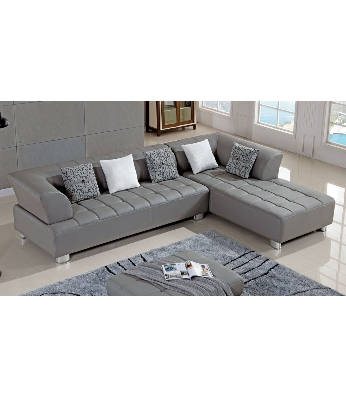 AE-L138 Gray Faux Leather Sectional - Left Sitting Contemporary Style by American Eagle Furniture