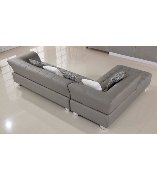 AE-L138 Gray Faux Leather Sectional - Left Sitting Contemporary Style by American Eagle Furniture