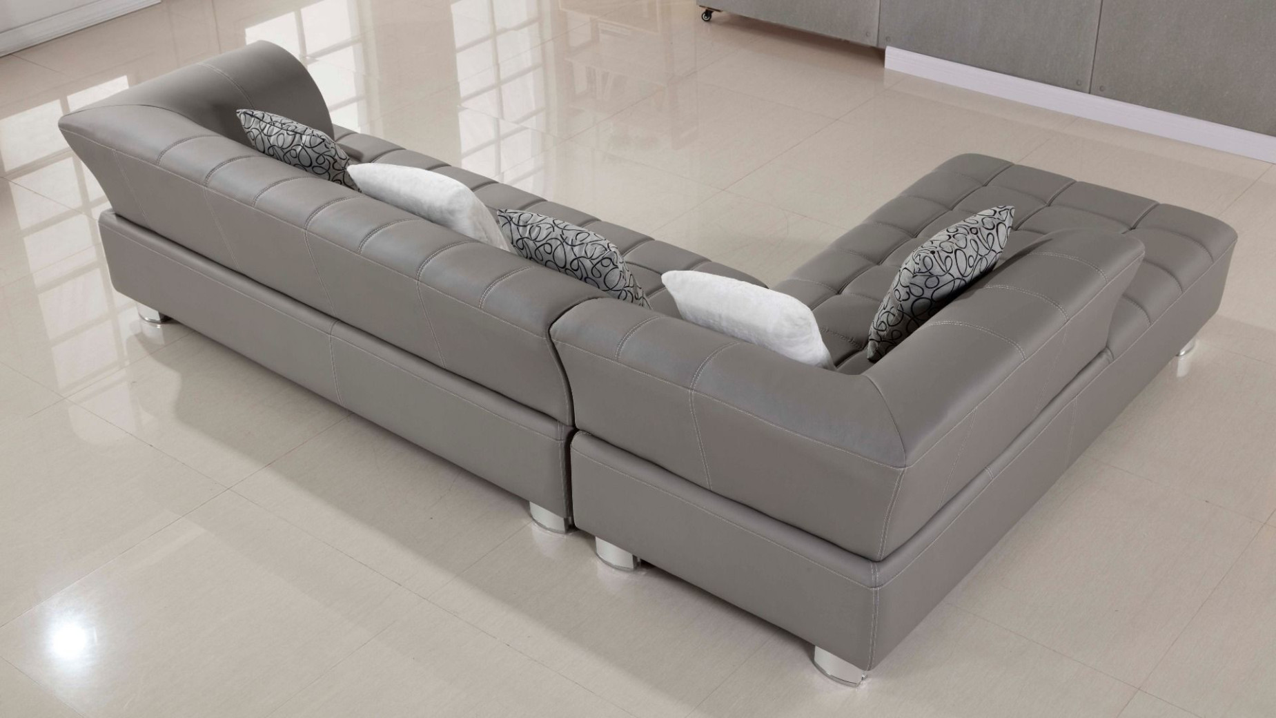 AE-L138 Gray Faux Leather Sectional - Left Sitting Contemporary Style by American Eagle Furniture