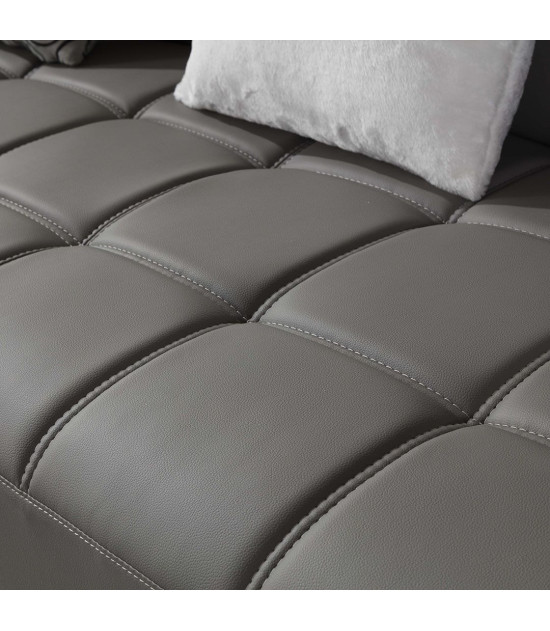 AE-L138 Gray Faux Leather Sectional - Left Sitting Contemporary Style by American Eagle Furniture