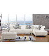 AE-L138 Ivory Faux Leather Sectional - Left Sitting Contemporary Style by American Eagle Furniture