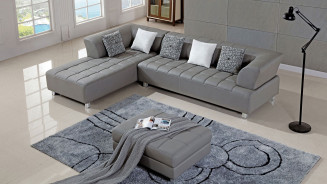 AE-L138 Gray Faux Leather Sectional - Right Sitting Contemporary Style by American Eagle Furniture