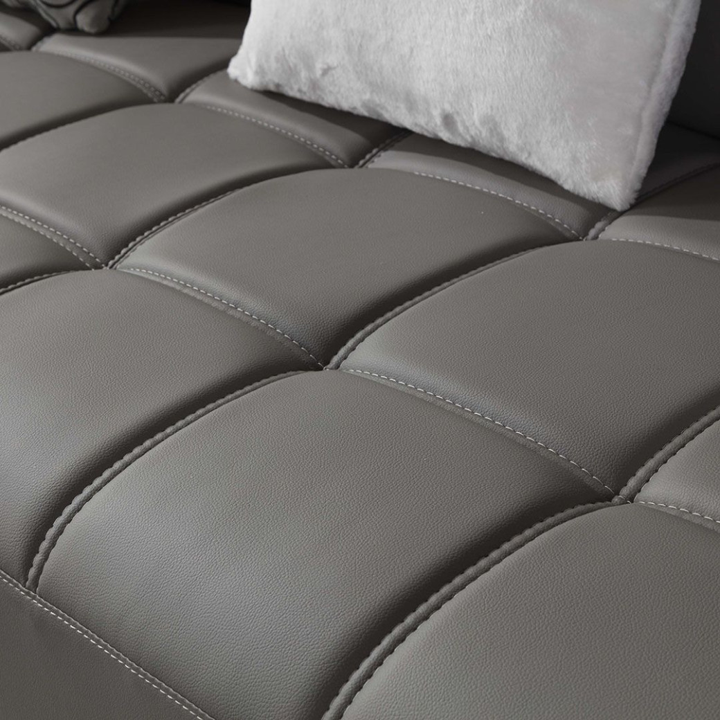 AE-L138 Gray Faux Leather Sectional - Right Sitting Contemporary Style by American Eagle Furniture
