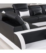 AE-LD811 Black and White Faux Leather Sectional - Left Sitting Contemporary Style by American Eagle Furniture