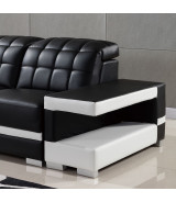 AE-LD809 Black and White Faux Leather Sectional - Left Facing Loveseat & Console Contemporary Style by American Eagle Furniture