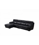 EK-L021 Black Italian Leather Sectional - Right Sitting Contemporary Style by American Eagle Furniture