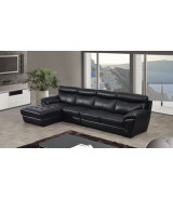 EK-L021 Black Italian Leather Sectional - Right Sitting Contemporary Style by American Eagle Furniture