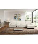 EK-L021 White Italian Leather Sectional - Left Sitting Contemporary Style by American Eagle Furniture