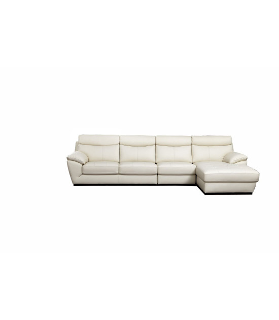 EK-L021 White Italian Leather Sectional - Left Sitting Contemporary Style by American Eagle Furniture