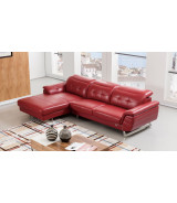 EK-L085 Red Italian Leather Sectional - Right Sitting Contemporary Style by American Eagle Furniture