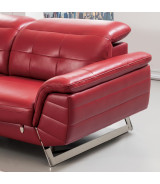 EK-L085 Red Italian Leather Sectional - Right Sitting Contemporary Style by American Eagle Furniture