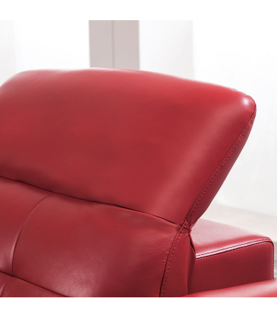 EK-L085 Red Italian Leather Sectional - Right Sitting Contemporary Style by American Eagle Furniture